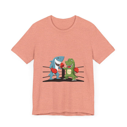 Shark vs Crocodile fight | Unisex Jersey Short Sleeve Tee Color Options - Prints and Fins
