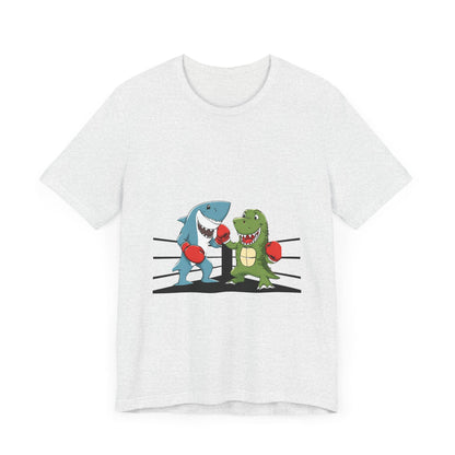 Shark vs Crocodile fight | Unisex Jersey Short Sleeve Tee Color Options - Prints and Fins