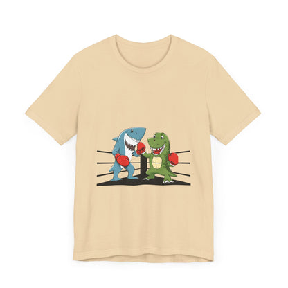 Shark vs Crocodile fight | Unisex Jersey Short Sleeve Tee Color Options - Prints and Fins