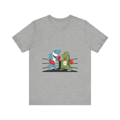 Shark vs Crocodile fight | Unisex Jersey Short Sleeve Tee Color Options - Prints and Fins
