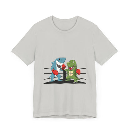 Shark vs Crocodile fight | Unisex Jersey Short Sleeve Tee Color Options - Prints and Fins