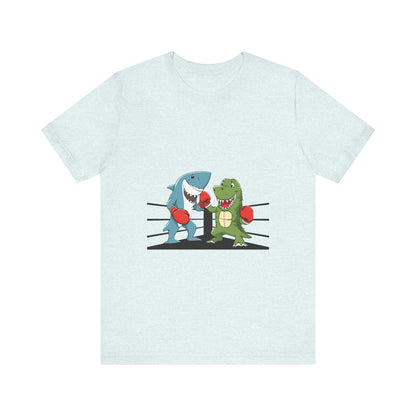 Shark vs Crocodile fight | Unisex Jersey Short Sleeve Tee Color Options - Prints and Fins