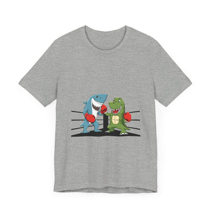 Shark vs Crocodile fight | Unisex Jersey Short Sleeve Tee Color Options - Prints and Fins