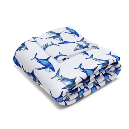 Watercolor Shark Fleece Blanket - Prints and Fins