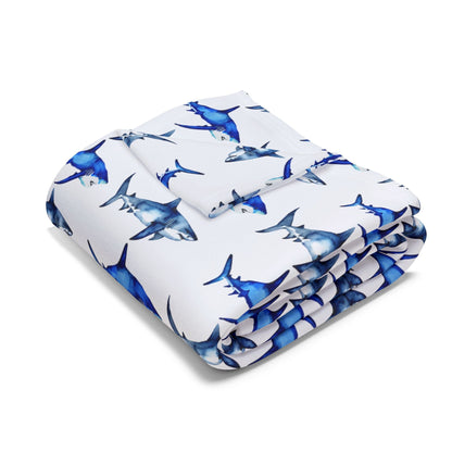 Watercolor Shark Fleece Blanket - Prints and Fins