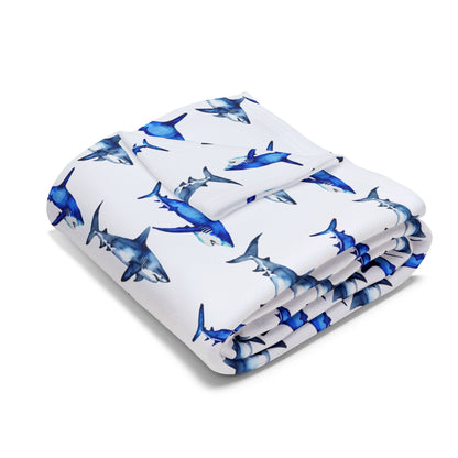Watercolor Shark Fleece Blanket - Prints and Fins