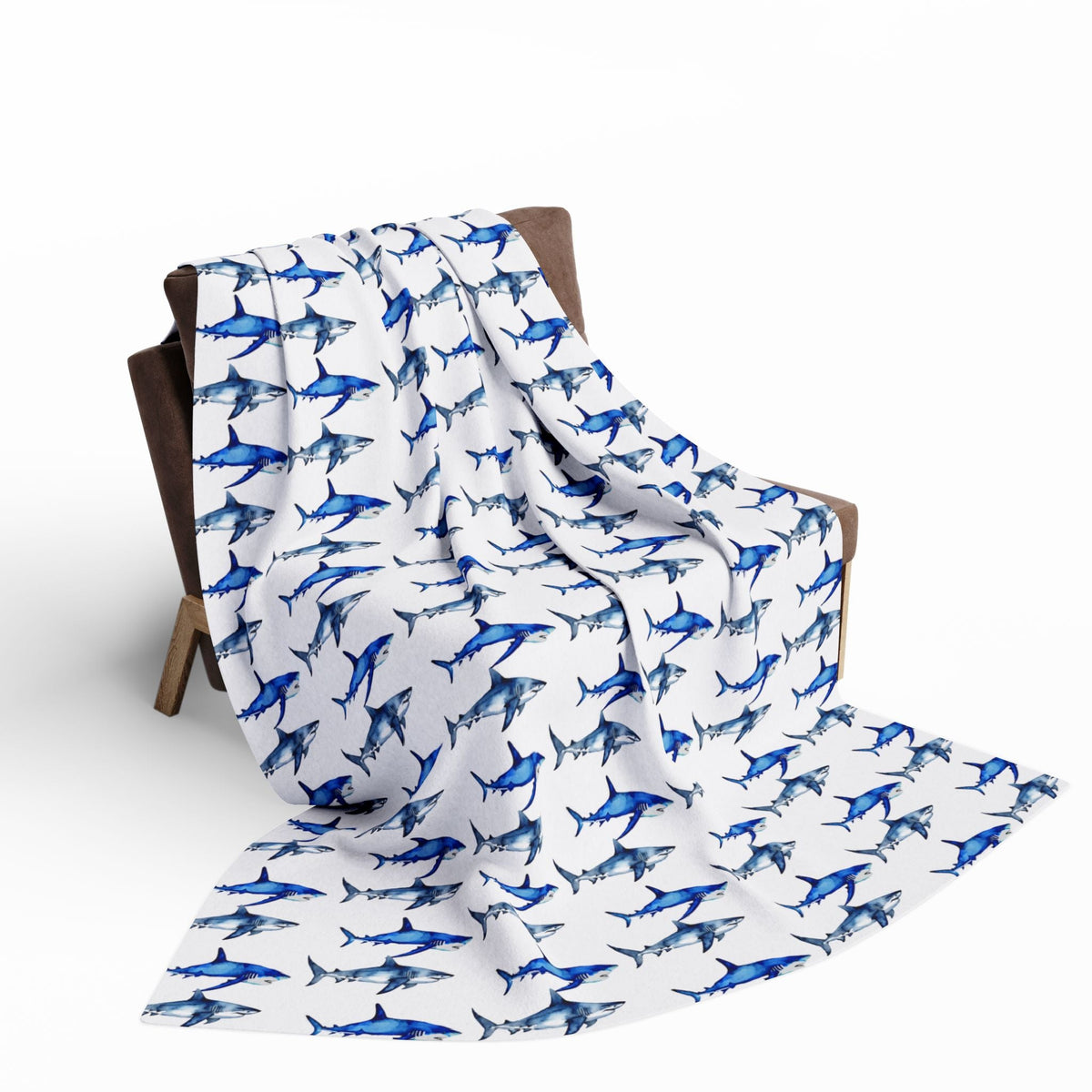 Watercolor Shark Fleece Blanket - Prints and Fins