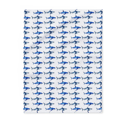Watercolor Shark Fleece Blanket - Prints and Fins