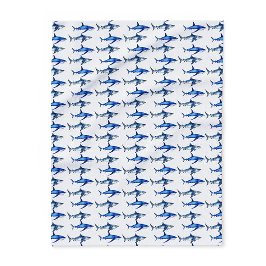 Watercolor Shark Fleece Blanket - Prints and Fins