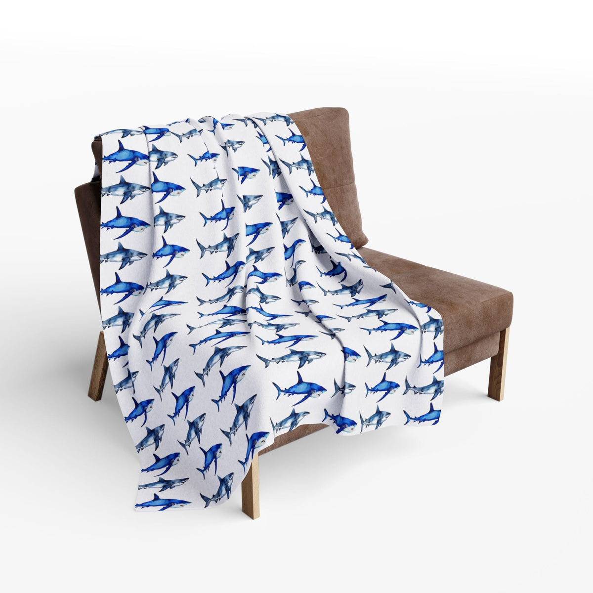 Watercolor Shark Fleece Blanket - Prints and Fins