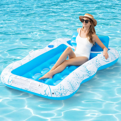 Large Inflatable Pool Float Lounge for Adults with Removable Headrest  Drink Holder  Spacious Comfortable Design for Summer Pool Parties and Relaxation by the Water